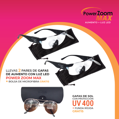 Power Zoom Max Gafas Aumento con luz LED